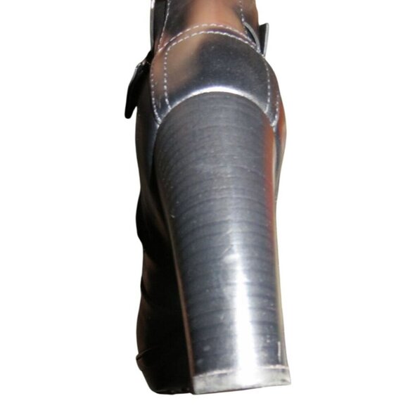 TOD'S Black Italian Leather & Suede Platform Ankle Boots 40.5 US 10 w/ Dustbag - Picture 11 of 15